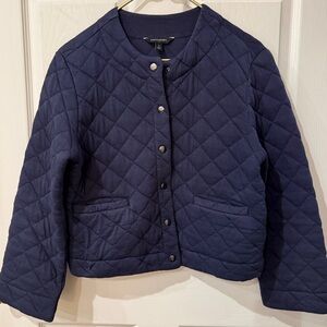 Banana Republic Navy Quilted Crop Jacket